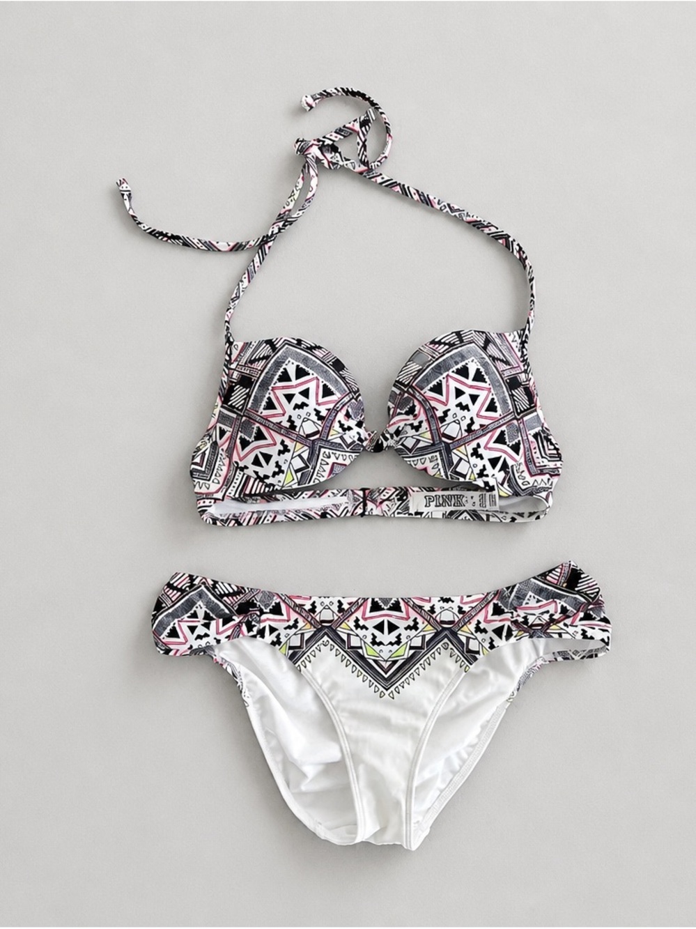 Geometric Tribal Print Halter Bikini Set | XS Top / Small Bottom